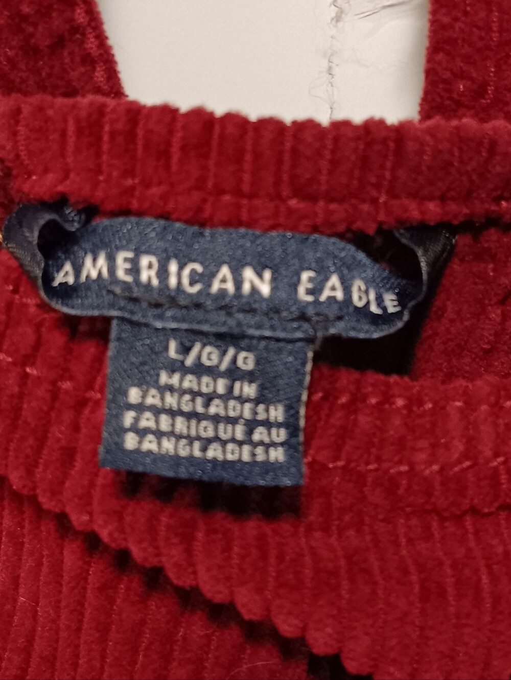 American Eagle Burgundy L Corduroy Pinafore Overall Mini Dress Academia Preppy - Picture 2 of 9